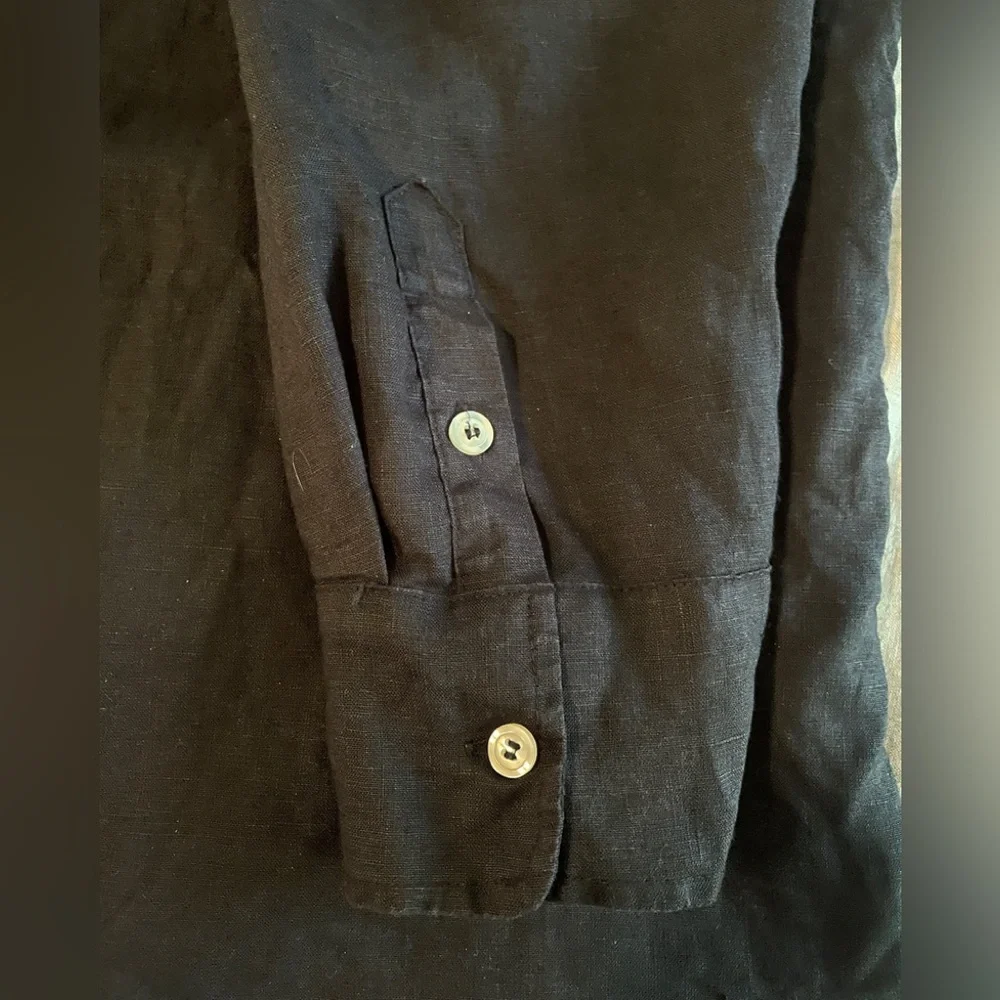 allen allen black linen top